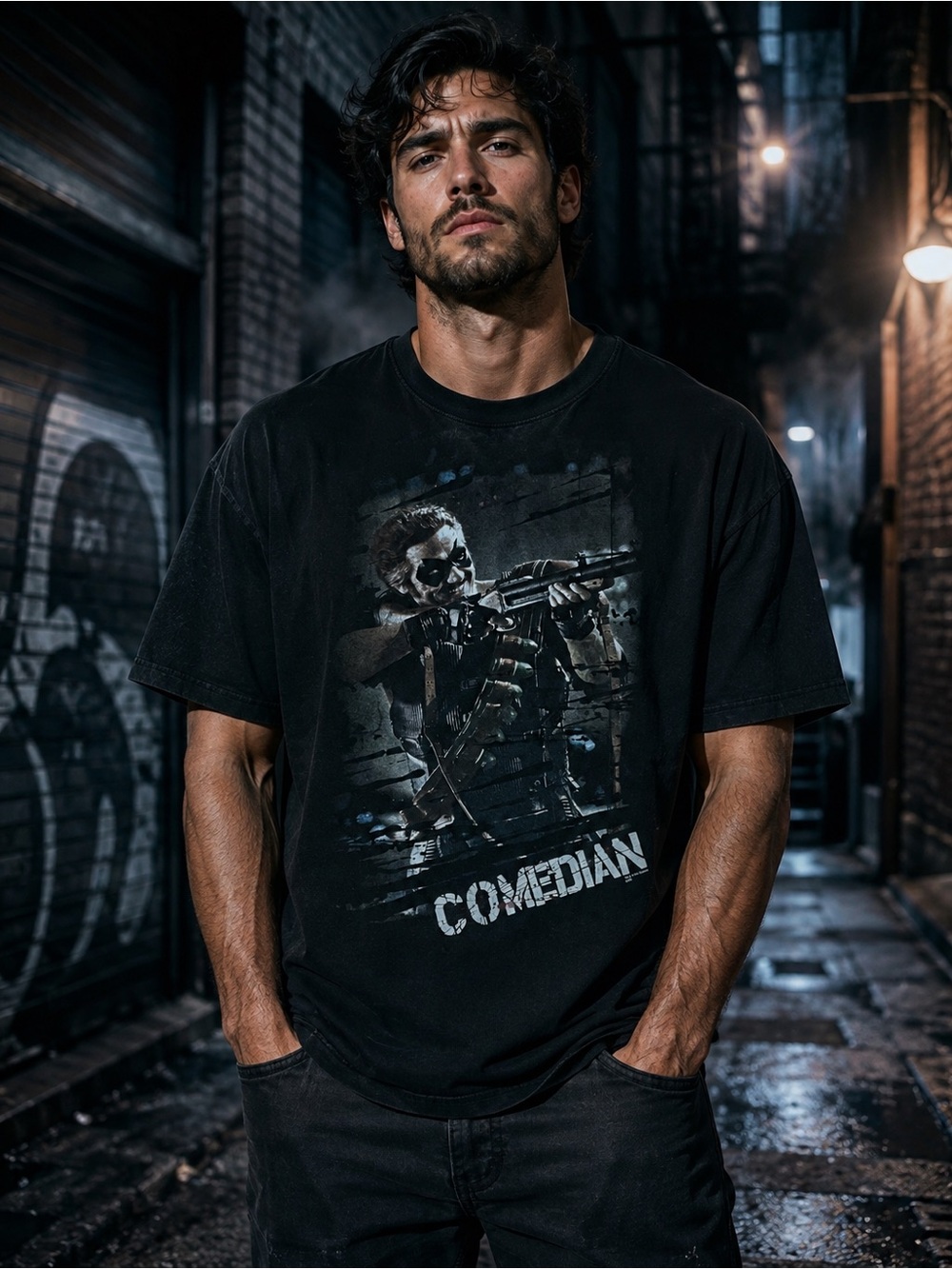 DC Comics Watchmen The Comedian Graphic Tee Men’s XL Black